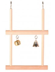 Игрушка для птиц Trixie Качели двойные из дерева, с колокольчиком без язычка