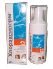 Средство для кошек и собак Хлорэксидерм 4% пена, не требует смывания