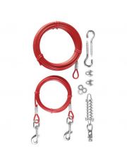 Трос с карабинами и поводком Trixie пластиковое покрытие