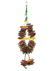Игрушка для птиц Trixie Дерево с картоном на веревке, разноцветная