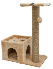 Домик-когтеточка для кошек Дарэлл Джут 95 квадратный с удлинённым столбом, бежевый
